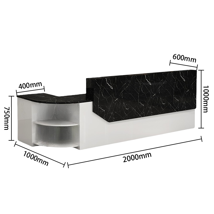 受付カウンター　L字型カウンター　フロント　大容量収納　引き出し収納　キーボードトレイ　ホワイト　カスタマイズ可能　JDQT-N021