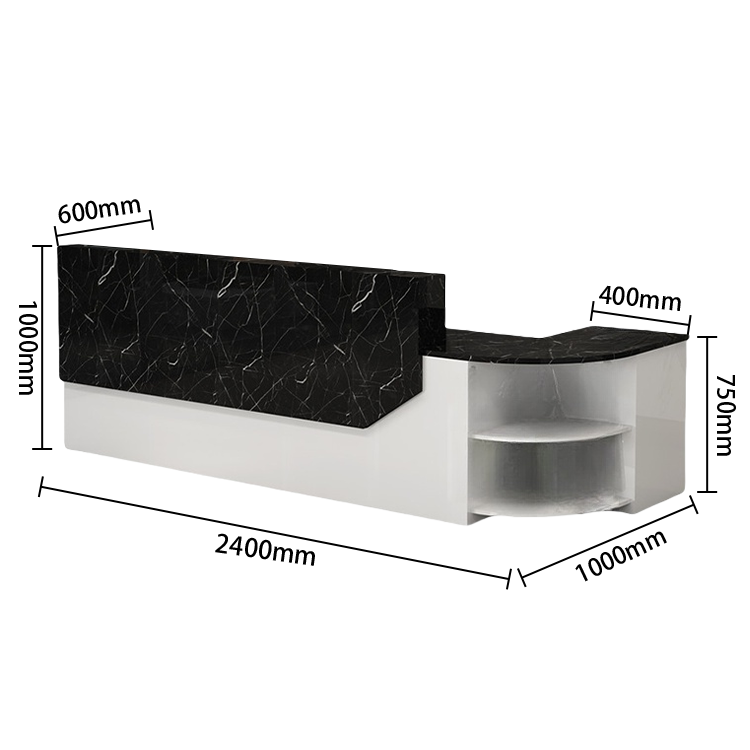 受付カウンター　L字型カウンター　フロント　大容量収納　引き出し収納　キーボードトレイ　ホワイト　カスタマイズ可能　JDQT-N021