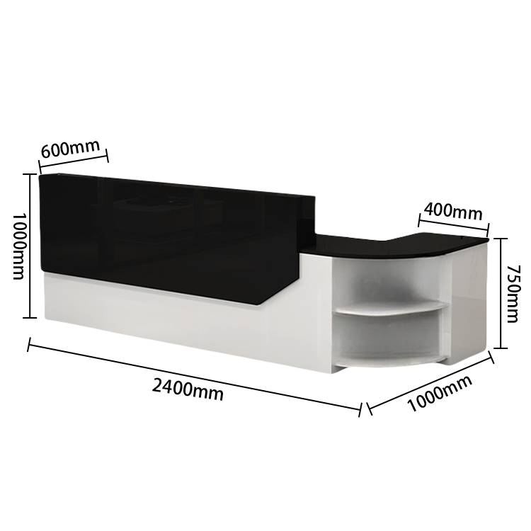 受付カウンター　L字型カウンター　フロント　大容量収納　引き出し収納　キーボードトレイ　ホワイト　カスタマイズ可能　JDQT-N021