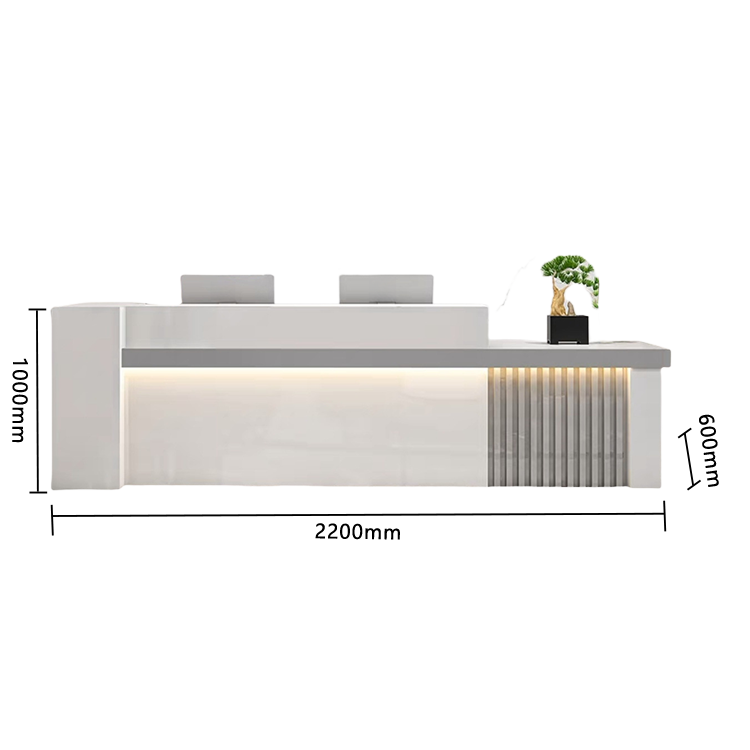 受付カウンター　レジカウンター　エントランス受付　鍵ロック　配線穴　LEDライト　高荷重　ナチュラル　カスタマイズ可能　JDQT-N034