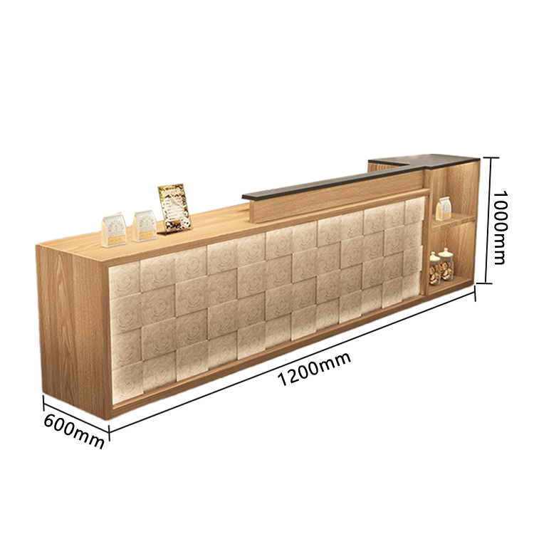 受付カウンター　レジカウンター　店舗用　鍵ロック　キーボードトレイ　大容量収納　高荷重性　ナチュラル　カスタマイズ可能　JDQT-N056