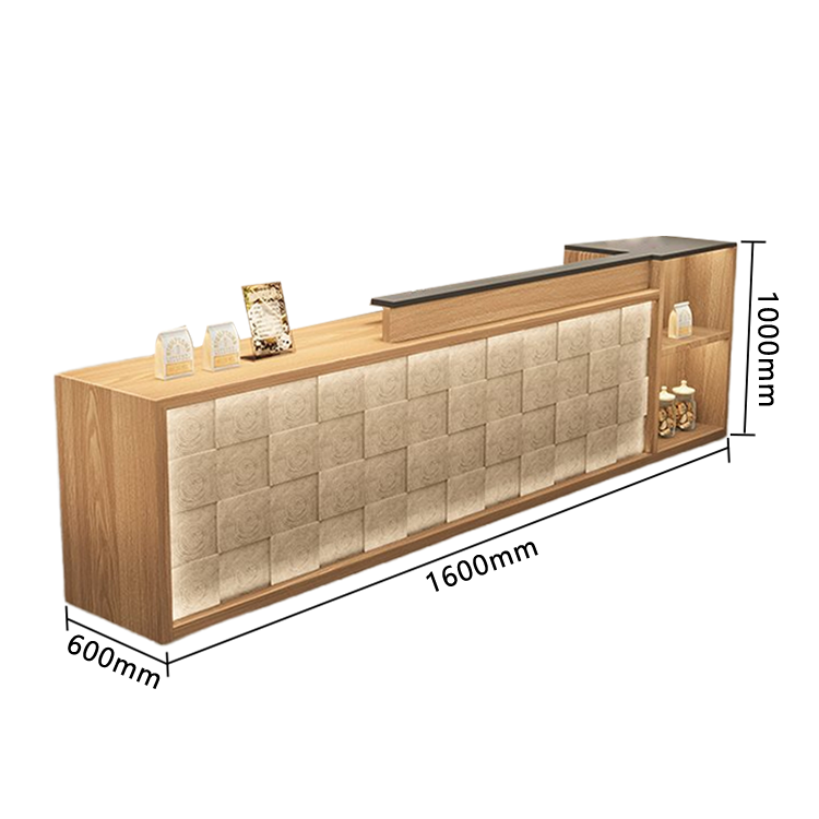 受付カウンター　レジカウンター　店舗用　鍵ロック　キーボードトレイ　大容量収納　高荷重性　ナチュラル　カスタマイズ可能　JDQT-N056