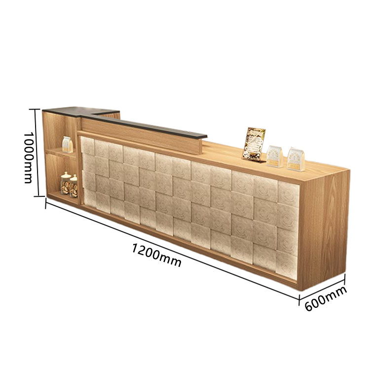 受付カウンター　レジカウンター　店舗用　鍵ロック　キーボードトレイ　大容量収納　高荷重性　ナチュラル　カスタマイズ可能　JDQT-N056