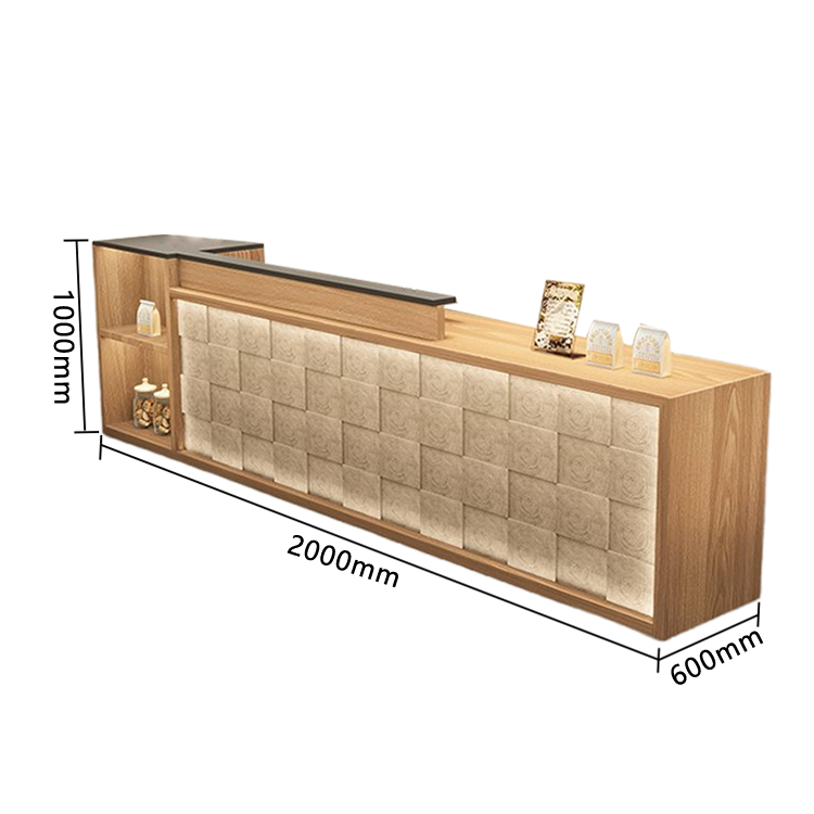 受付カウンター　レジカウンター　店舗用　鍵ロック　キーボードトレイ　大容量収納　高荷重性　ナチュラル　カスタマイズ可能　JDQT-N056