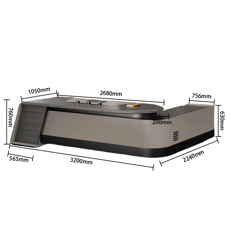 エグゼクティブデスク　オフィスデスク　デスク　社長室　PC収納　引き出し　USBボード　ダークグレー　カスタマイズ可能　LBZ-N026