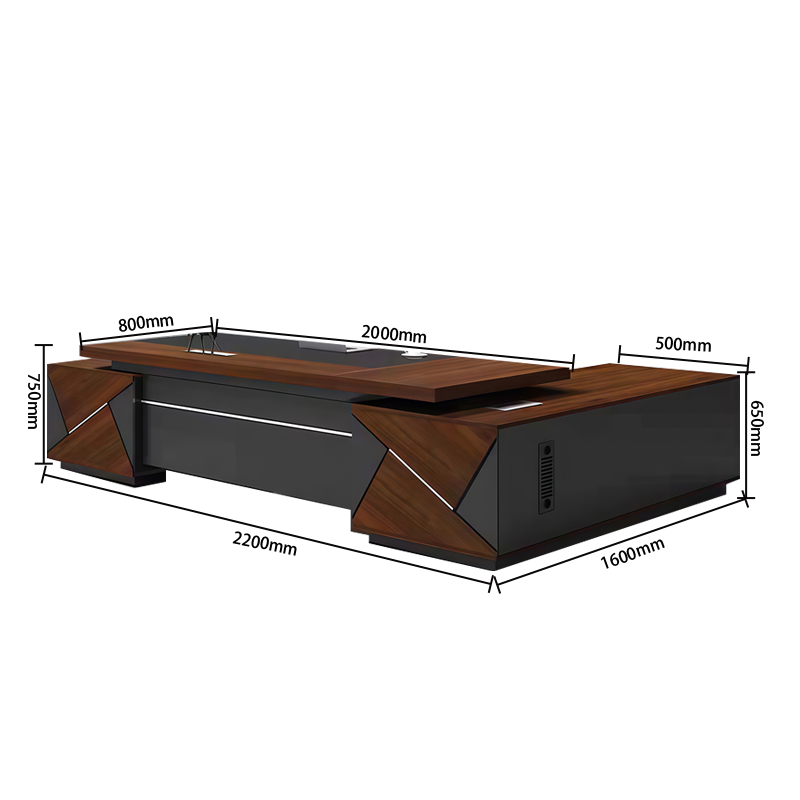 エグゼクティブデスク　オフィスデスク　社長机　木製デスク　木目調　配線ボックス　ウォールナット　カスタマイズ可能　LBZ-N028