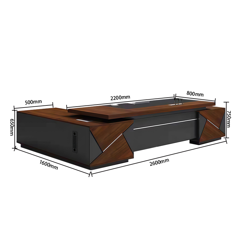 エグゼクティブデスク　オフィスデスク　社長机　木製デスク　木目調　配線ボックス　ウォールナット　カスタマイズ可能　LBZ-N028