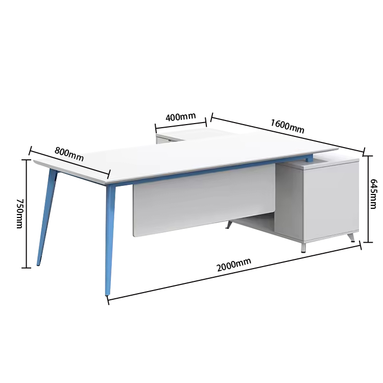 エグゼクティブデスク　オフィスデスク　社長机　幕板付き　サイドキャビネット　シンプル　ホワイト　カスタマイズ可能　LBZ-YDD-N009