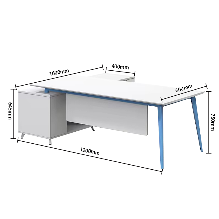 エグゼクティブデスク　オフィスデスク　社長机　幕板付き　サイドキャビネット　シンプル　ホワイト　カスタマイズ可能　LBZ-YDD-N009