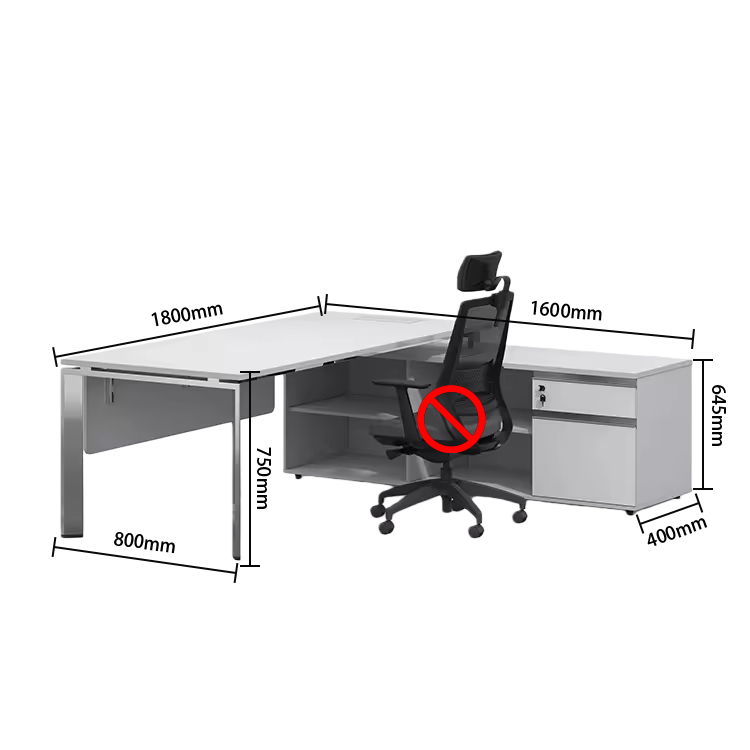 エグゼクティブデスク　オフィスデスク　社長机　L型デスク　幕板　配線ボックス　シンプル　ホワイト　カスタマイズ可能　LBZ-YDD-N010