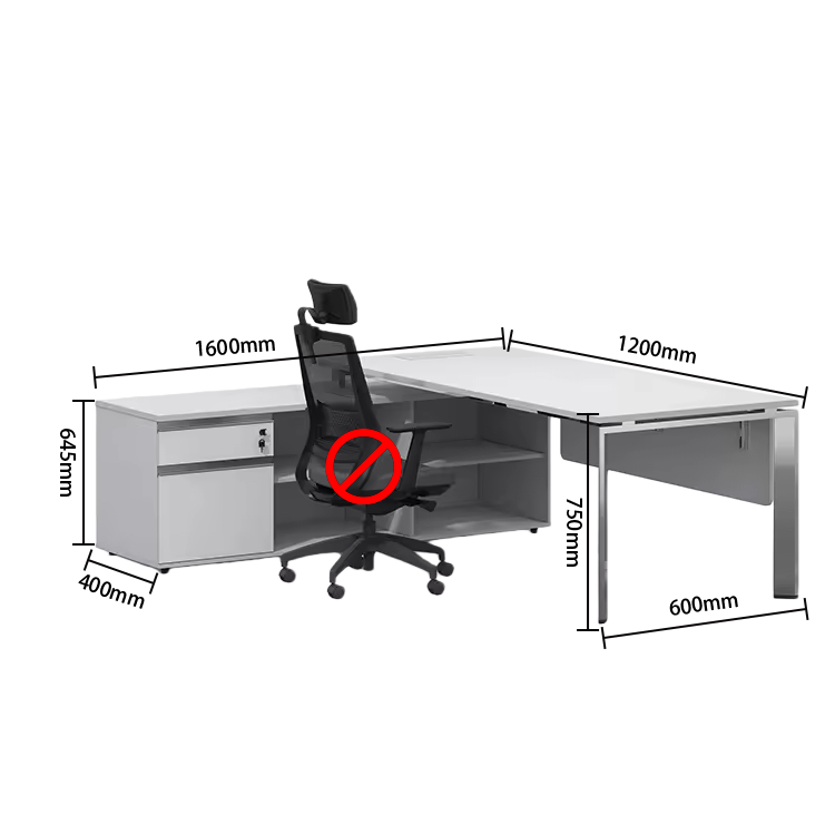 エグゼクティブデスク　オフィスデスク　社長机　L型デスク　幕板　配線ボックス　シンプル　ホワイト　カスタマイズ可能　LBZ-YDD-N010