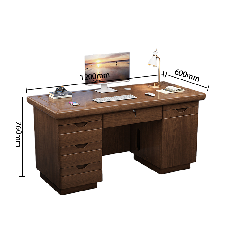 オフィステーブル　大容量収納　パソコンデスク　事務机　PCデスク　配線穴　幕板付き　組立必要　多色選択可能　YGZ-N084