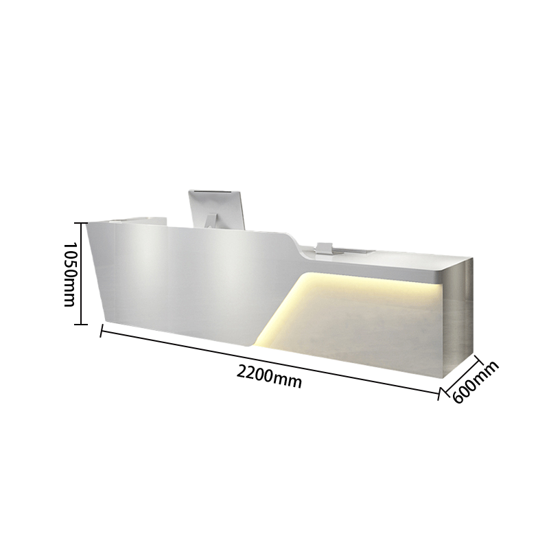 受付カウント　ライト付き　広い天板　頑丈なフレーム　大容量収納　組立必要 JDQT-N073
