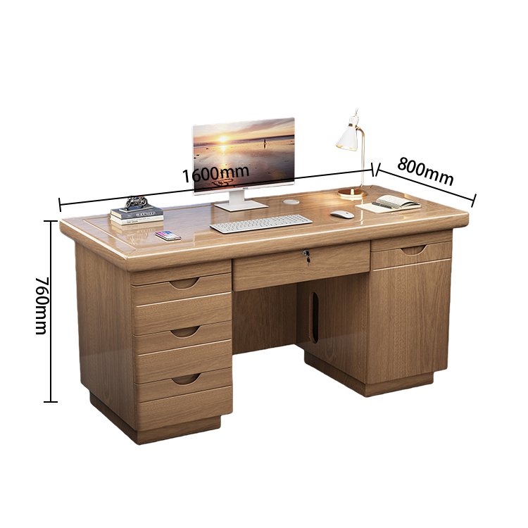 オフィステーブル　大容量収納　パソコンデスク　事務机　PCデスク　配線穴　幕板付き　組立必要　多色選択可能　YGZ-N084