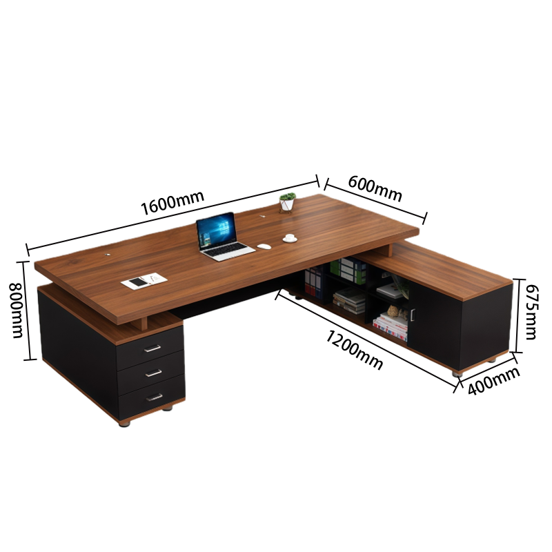 オフィスデスク　エグゼクティブデスク　社長机　ワークデスク　事務用　配線穴　大容量収納　木目調　幕板付き　カスタマイズ可能　LBZ-N007