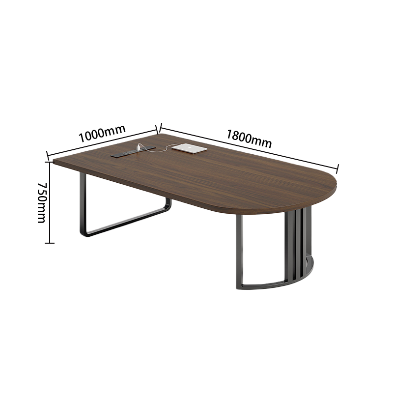会議テーブル　内蔵式コンセント　ユニークな天板　組立必要　カスタマイズ可能　ウォールナット　HYZ-N066