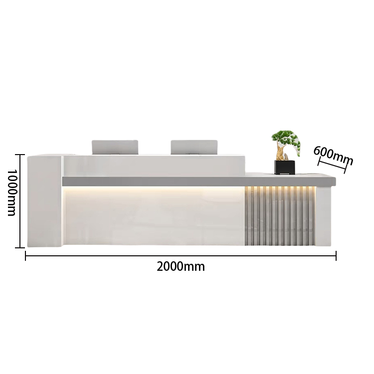 受付カウンター　レジカウンター　エントランス受付　鍵ロック　配線穴　LEDライト　高荷重　ナチュラル　カスタマイズ可能　JDQT-N034