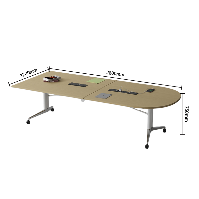 会議テーブル　ミーティングテーブル　オフィステーブル　オープン式収納付き　内蔵式コンセント　上質な素材　組立必要　HYZ-N075