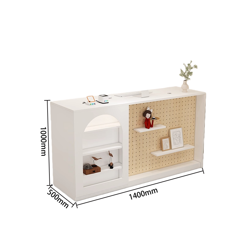 受付カウンター　PC収納スペース　エントランス受付　配線穴　バーカウンター　パンチングボード　大容量収納　組立必要　JDQT-N062