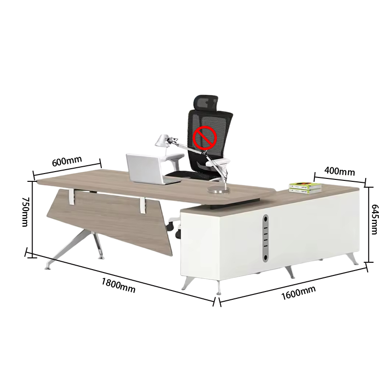 エグゼクティブデスク　社長机　L型デスク　社長室　幕板付き　ＰＣ用排気口　シンプル　ホワイト　カスタマイズ可能　LBZ-YDD-N011