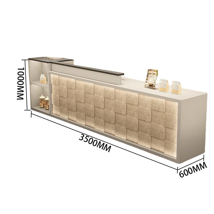 【受注生産品】　受付カウンター　レジカウンター　店舗用　鍵ロック　キーボードトレイ　大容量収納　高荷重性　ナチュラル　カスタマイズ可能　JDQT-N056