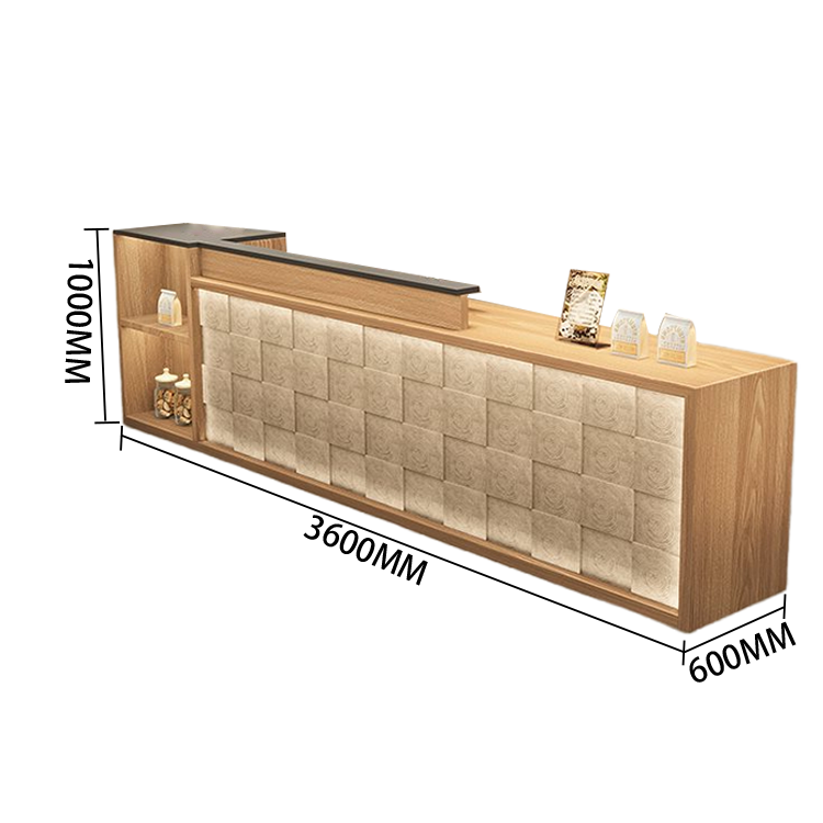 【受注生産品】　受付カウンター　レジカウンター　店舗用　鍵ロック　キーボードトレイ　大容量収納　高荷重性　ナチュラル　カスタマイズ可能　JDQT-N056
