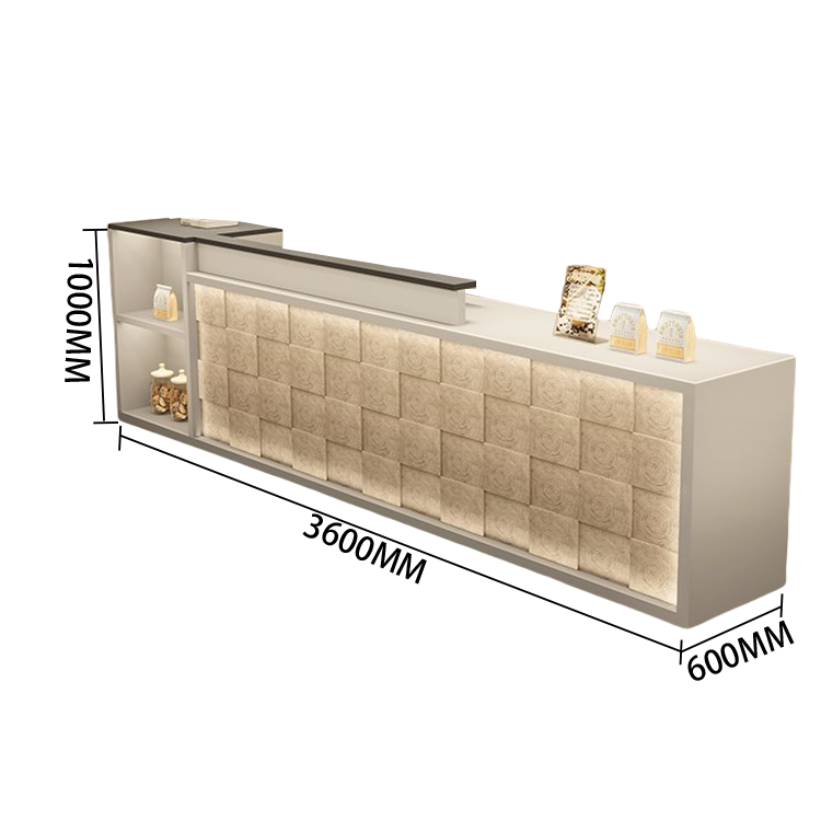 【受注生産品】　受付カウンター　レジカウンター　店舗用　鍵ロック　キーボードトレイ　大容量収納　高荷重性　ナチュラル　カスタマイズ可能　JDQT-N056