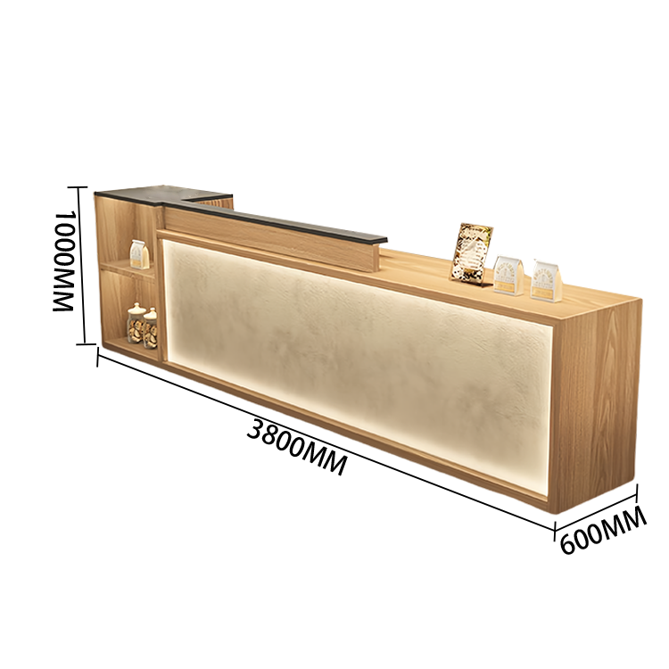 【受注生産品】　受付カウンター　レジカウンター　店舗用　鍵ロック　キーボードトレイ　大容量収納　高荷重性　ナチュラル　カスタマイズ可能　JDQT-N056