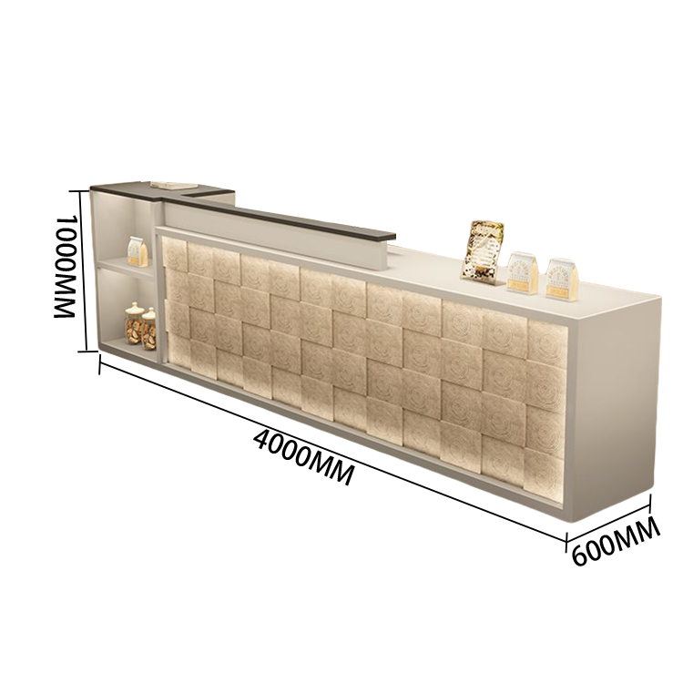 【受注生産品】　受付カウンター　レジカウンター　店舗用　鍵ロック　キーボードトレイ　大容量収納　高荷重性　ナチュラル　カスタマイズ可能　JDQT-N056