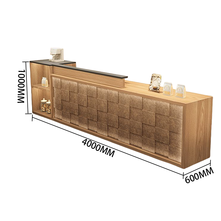 【受注生産品】　受付カウンター　レジカウンター　店舗用　鍵ロック　キーボードトレイ　大容量収納　高荷重性　ナチュラル　カスタマイズ可能　JDQT-N056