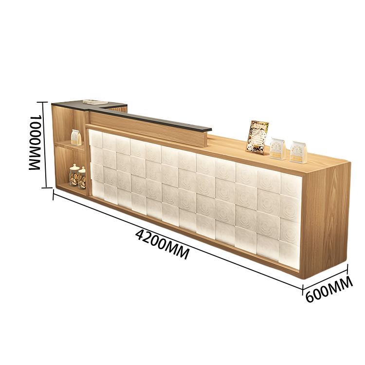 【受注生産品】　受付カウンター　レジカウンター　店舗用　鍵ロック　キーボードトレイ　大容量収納　高荷重性　ナチュラル　カスタマイズ可能　JDQT-N056