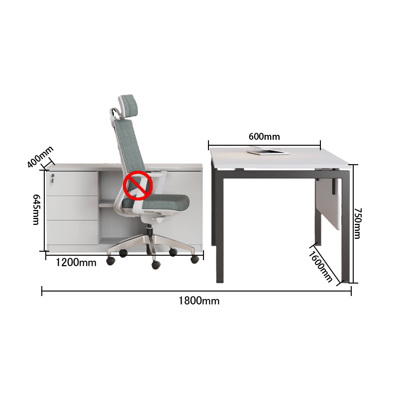 エグゼクティブデスク　作業テーブル　L型デスク　幕板付き　サイドキャビネット　シンプル　ホワイト　カスタマイズ可能　LBZ-YDD-N014