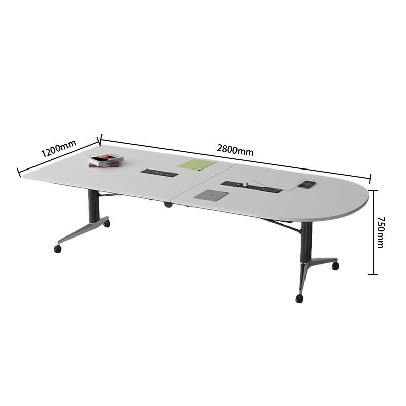 会議テーブル　ミーティングテーブル　オフィステーブル　オープン式収納付き　内蔵式コンセント　上質な素材　組立必要　HYZ-N075