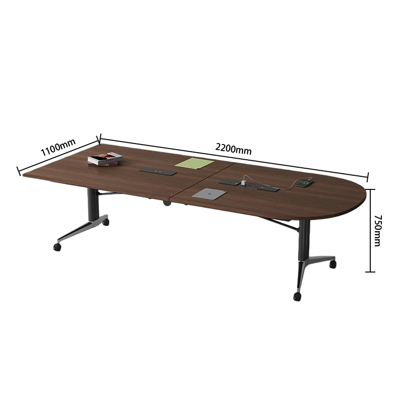 会議テーブル　ミーティングテーブル　オフィステーブル　オープン式収納付き　内蔵式コンセント　上質な素材　組立必要　HYZ-N075