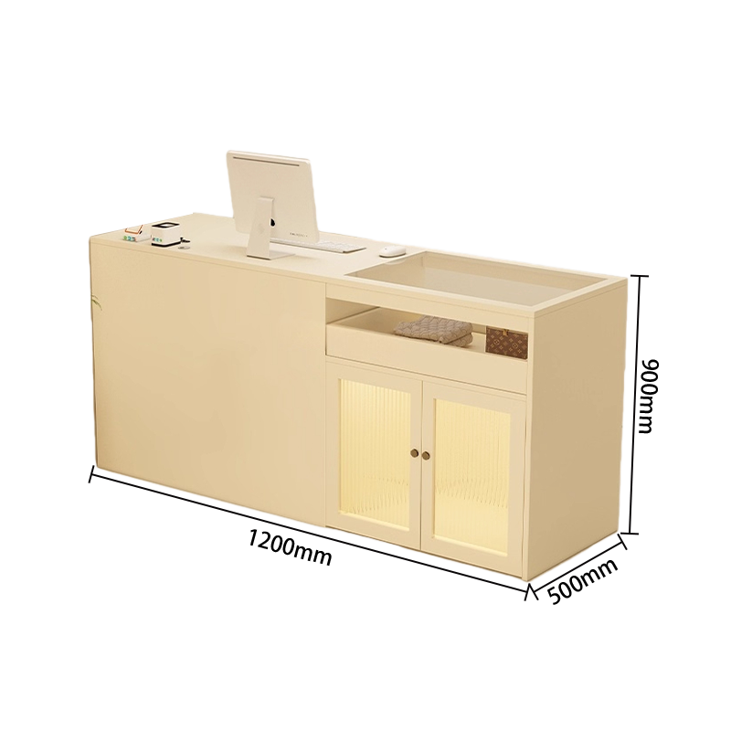 受付カウンター　大容量収納　配線穴　ガラスディスプレイ　組立必要　多色選択可能　JDQT-N066