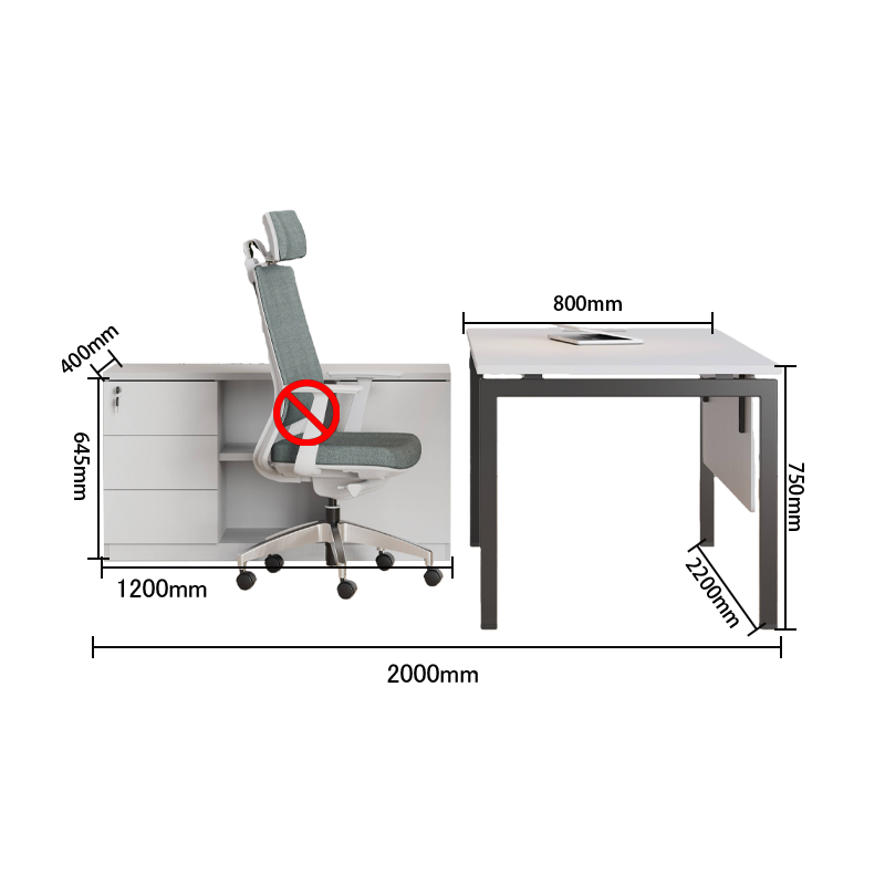 エグゼクティブデスク　作業テーブル　L型デスク　幕板付き　サイドキャビネット　シンプル　ホワイト　カスタマイズ可能　LBZ-YDD-N014