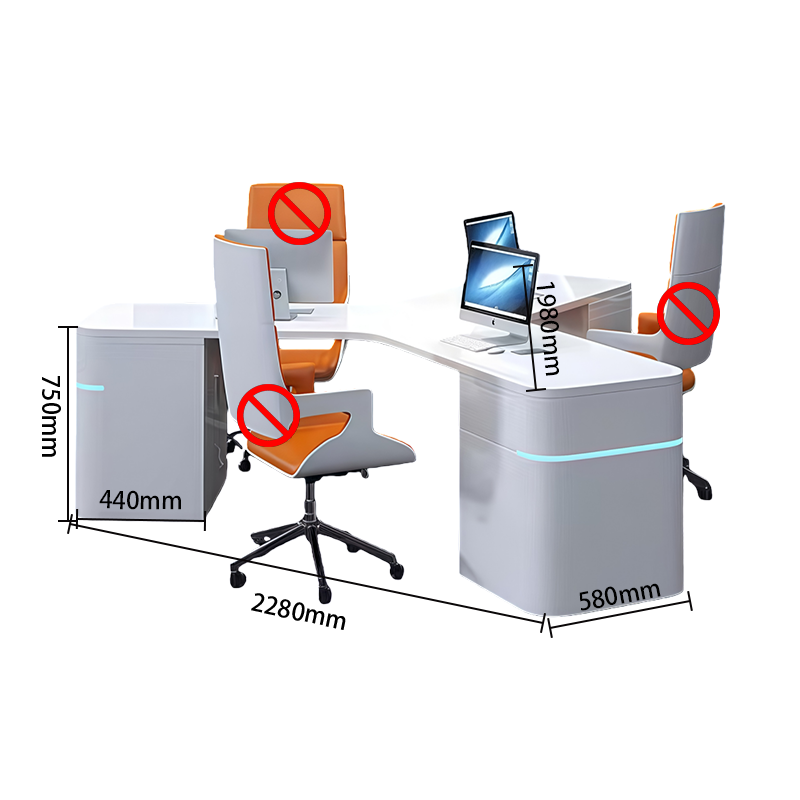 オフィステーブル　ライト付き　オフィスデスク　事務用デスク　机　パソコンデスク　事務机　つくえ　配線穴　組立必要　ホワイト　YGZ-N075