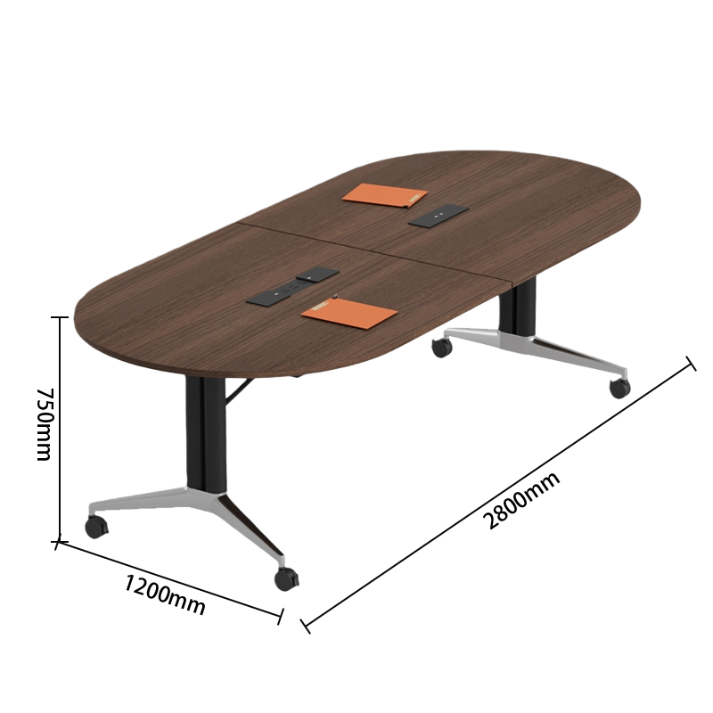 会議テーブル　内蔵式コンセント　丈夫な脚部　キャスター付き　組立必要　カスタマイズ可能　多色選択可能　HYZ-N062