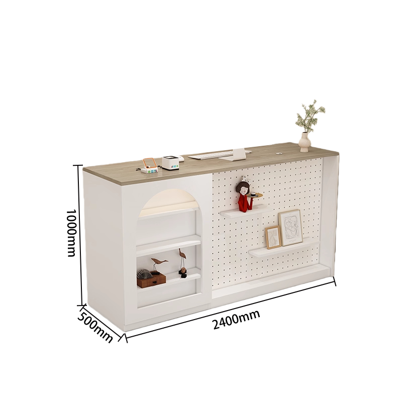 受付カウンター　PC収納スペース　エントランス受付　配線穴　バーカウンター　パンチングボード　大容量収納　組立必要　JDQT-N062