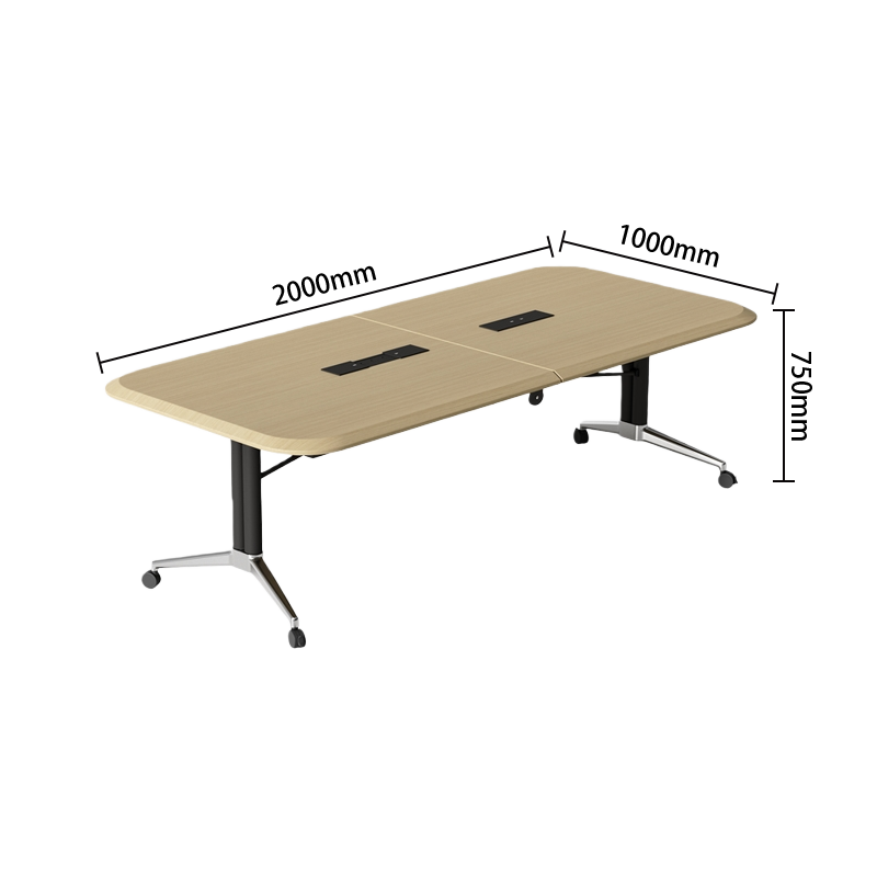 会議テーブル　ミーティングテーブル　オフィステーブル　キャスター付き　内蔵式コンセント　折り畳み式　組立必要　HYZ-N076