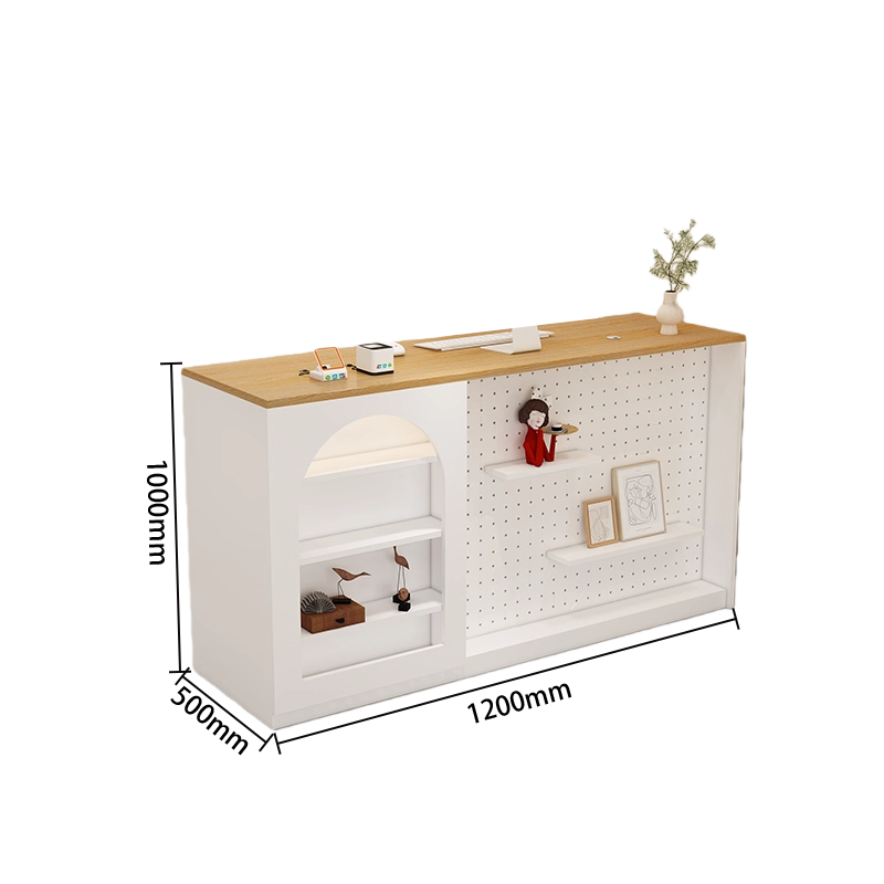 受付カウンター　PC収納スペース　エントランス受付　配線穴　バーカウンター　パンチングボード　大容量収納　組立必要　JDQT-N062