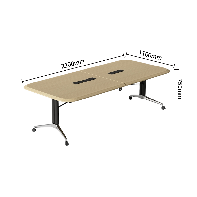 会議テーブル　ミーティングテーブル　オフィステーブル　キャスター付き　内蔵式コンセント　折り畳み式　組立必要　HYZ-N076