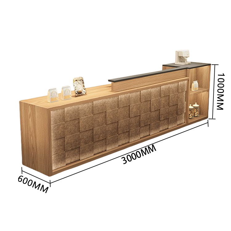 【受注生産品】　受付カウンター　レジカウンター　店舗用　鍵ロック　キーボードトレイ　大容量収納　高荷重性　ナチュラル　カスタマイズ可能　JDQT-N056