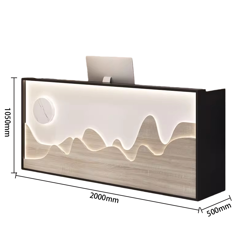 受付カウンター　エントランス受付　レジカウンター　ライト付き　大容量収納　鍵付き引き出し　木目調　ナチュラル　おしゃれ　JDQT-N060