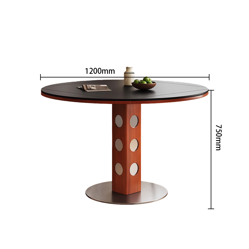 ダイニングテーブル　折り畳み式天板　大理石　マーブル　丸型　隠れマグネット吸着　食卓　センターテーブル　丸いホルダー　CZ-N045