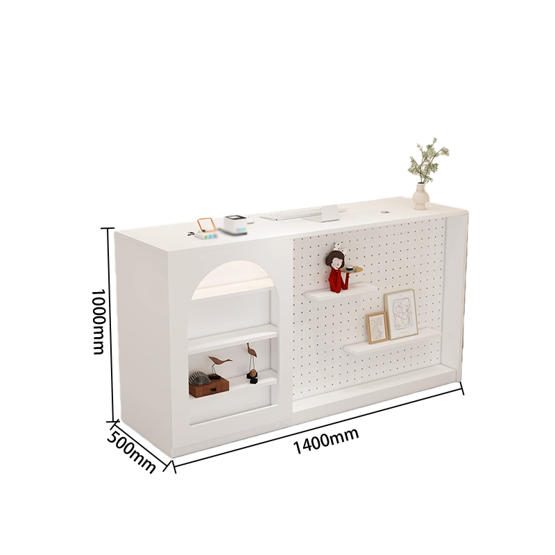 受付カウンター　PC収納スペース　エントランス受付　配線穴　バーカウンター　パンチングボード　大容量収納　組立必要　JDQT-N062