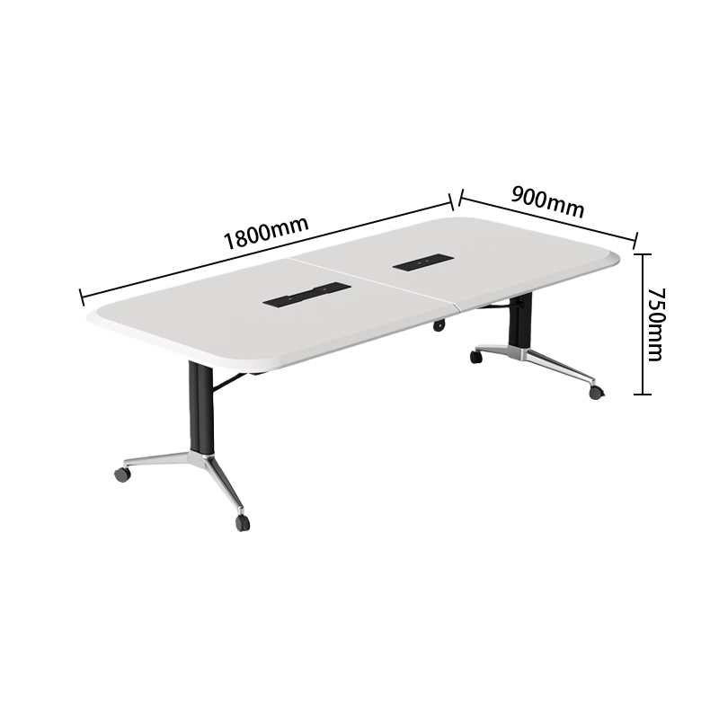 会議テーブル　ミーティングテーブル　オフィステーブル　キャスター付き　内蔵式コンセント　折り畳み式　組立必要　HYZ-N076