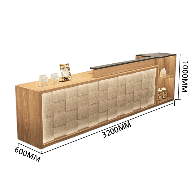 【受注生産品】　受付カウンター　レジカウンター　店舗用　鍵ロック　キーボードトレイ　大容量収納　高荷重性　ナチュラル　カスタマイズ可能　JDQT-N056