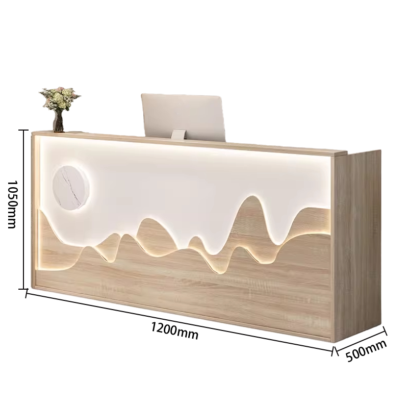 受付カウンター　エントランス受付　レジカウンター　ライト付き　大容量収納　鍵付き引き出し　木目調　ナチュラル　おしゃれ　JDQT-N060