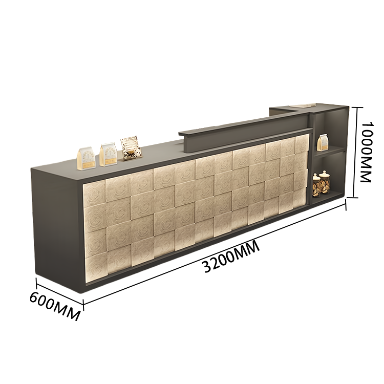 【受注生産品】　受付カウンター　レジカウンター　店舗用　鍵ロック　キーボードトレイ　大容量収納　高荷重性　ナチュラル　カスタマイズ可能　JDQT-N056